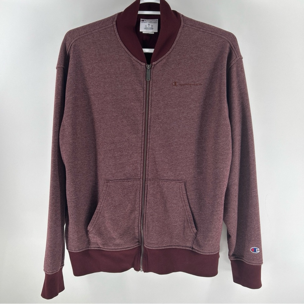 Champion Men's Burgundy Zip-Up Athletic Track Jacket
